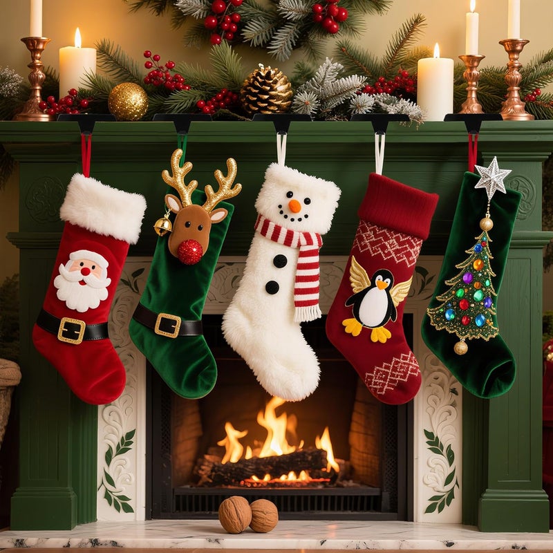 Doitory Christmas Stocking Holder Hanger for Mantle,4 Pack for Xmas Decorations Lightweight and Adjustable for Fireplace Home Decoration - Image 2